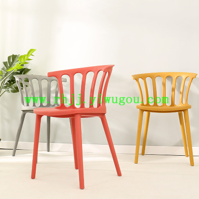 Simple modern Nordic Windsor chair plastic dining chair backrest chair outdoor balcony hotel reception office chair