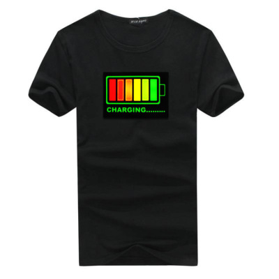 EL luminescent personality strip with lights -controlled cold light short-sleeved t-shirts