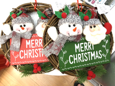 Christmas rattan Pendant Santa Puppet Father Snowman Decoration Festival party decorations