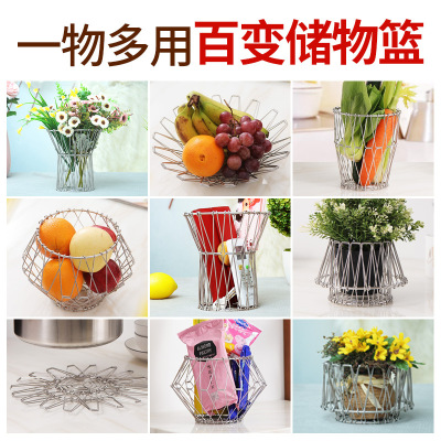 Factory direct sales of stainless steel metal fruit basket creative new wire fruit basket kitchen storage