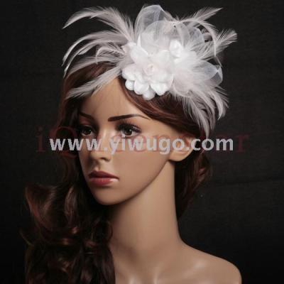 Muslin ball performance photo bride hair decoration decoration party headdress feather decoration