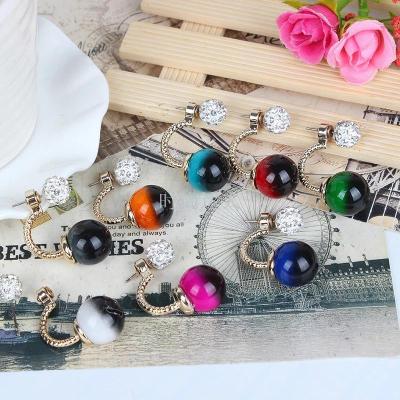 Curved hook wishing sand ball before and after the crystal joker temperament fashion han version ornaments ear rings ear nails