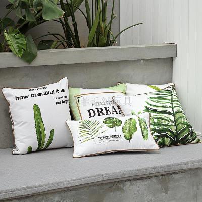 Ins style pillow plant leaf print fresh yellow sofa home pillow sofa as plush toys