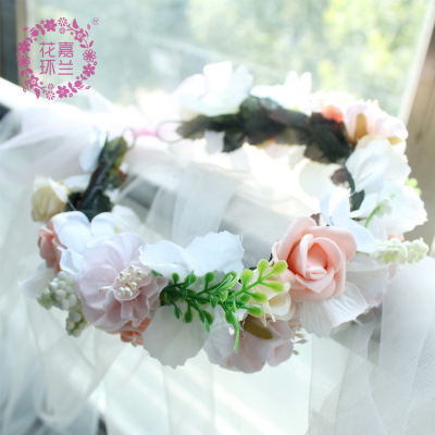 Jl1914 Korean Bridal Children Headwear Garland Wedding Dress Mori Girl Seaside Vacation Simulation Flower Headband Wholesale