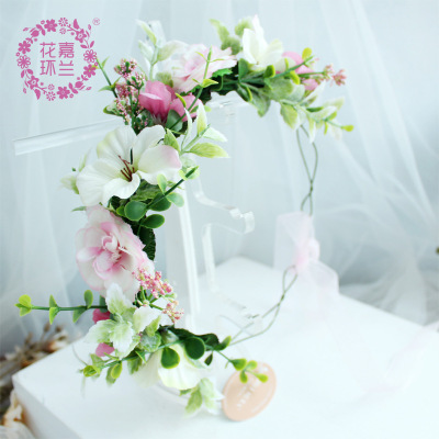 Jia orchid ring cross-border hot sales of European and American imitation flowers flower flower hair with the bride to take photos of the flower garland seaside tourism