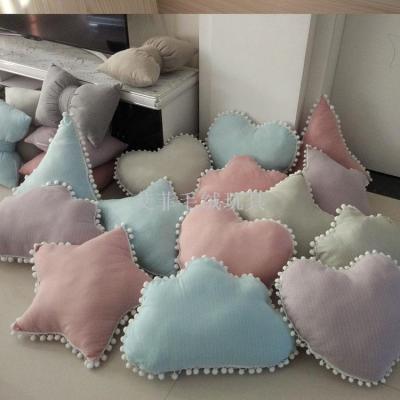 Insta - style cloud pillow five pointed star pillow - love as triangle decorative stripe pillow ball pillow