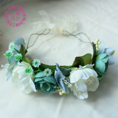Bohemian imitation flower garland bridal headpiece photo headpiece seaside holiday photo headband