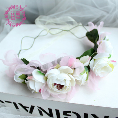 Natural and fresh sen girl garland bride bridesmaid wedding dress tie tiara seaside photo wreath