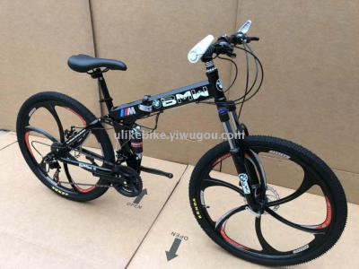 Bicycle 26 \"21 speed 6 knife integrated wheel folding shock absorption mountain bike factory direct sales