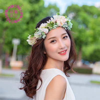 The Original checking Korean garlands bride hair band hair band wedding dress accessories seaside holiday headwear garlands hair ornaments wholesale