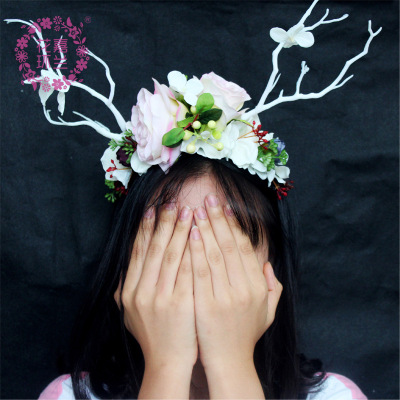 Jia orchid ring photography floor role play occimori female branches headband party antler headdress photo hair ornaments