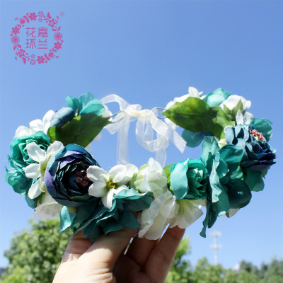 Bohemian beach rose flower headband bridal garland headband