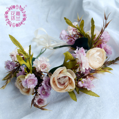 JL1728 bridal garland headdress seaside beach resort wedding headflower accessories wholesale rose headband