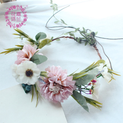 Pink sweet wind simulation of handmade garland tourism holiday garland headgear