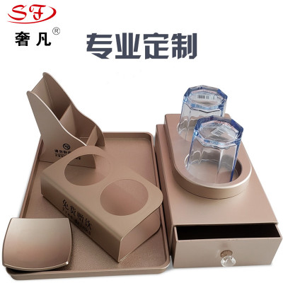 Hotel supplies room storage box five-piece set of dental box complied-drink rack remote control rack soap tray tray toiletries box