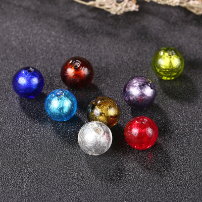 Tianhe glass beads silver foil glass beads DIY perforated silver foil glass beads loose beads string