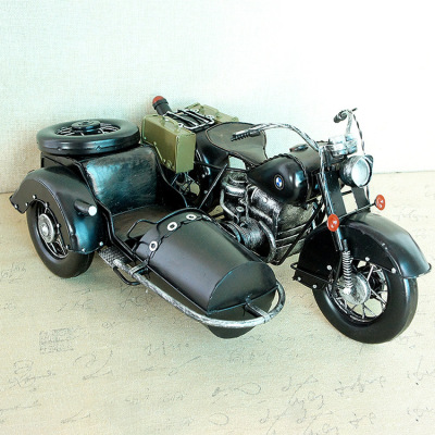 Recommended Retro Home Decoration Metal Home Ornament Partial Three Wheeled Motorcycle Military Car Model Decoration