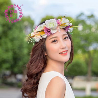Holiday beach accessories head flower new garland Korean bride headgear wedding dress simulation flower headband manufacturers direct