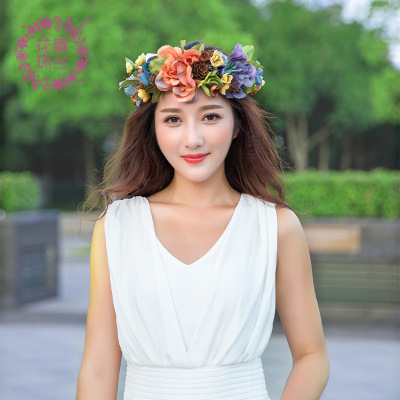 European and American new fashion Bohemia flower hair with bride photo head flower seaside tourism garland wholesale