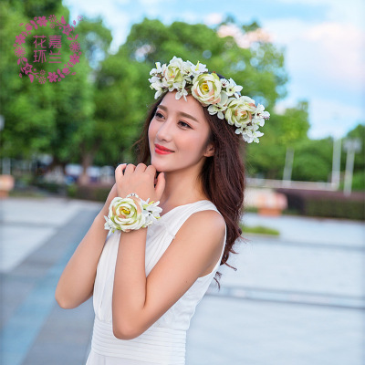Hot shot Korean bride garland headgear wrist flower set bridesmaid modeling accessories manufacturers direct