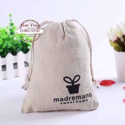 Home Creative Cotton and Linen Drawstring Bag Drawstring Portable Pouch Small Items Storage 15 * 20cm