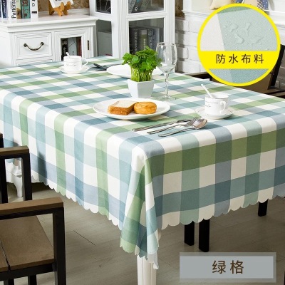 Polyester Table Cloth Fresh and Elegant Plaid Geometric Tablecloth