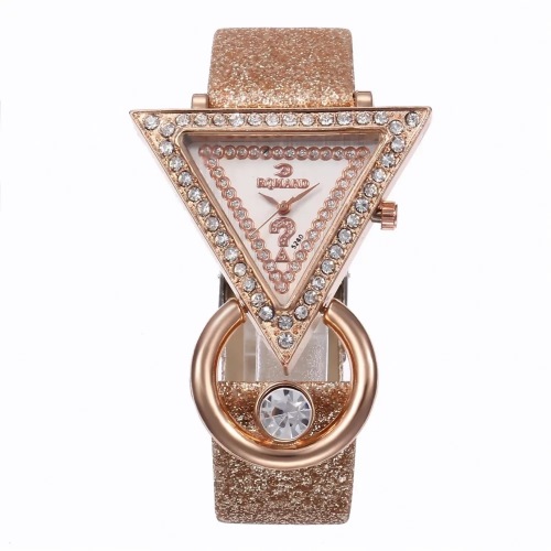 joom popular creative luxury triangle rhinestone inlaid women‘s frosted strap watch fashion quartz watch women‘s