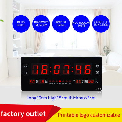 Factory Professional Custom LED Digital Perpetual Calendar Temperature and Humidity Digital Electronic Clock Simple Fashion Creative Wall Clock