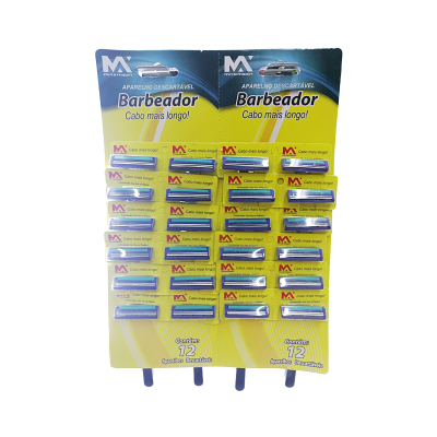 Disposable razors blue handle 2-layer blade razors 24pc hanging card low-cost foreign trade