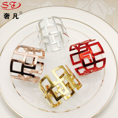 Spot Creative Metal Great Wall Napkin Ring Napkin Ring Wedding Hotel Table Decoration Golden Ornament Napkin Ring