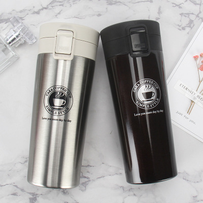 The Emmins 304 vacuum car coffee cup bounce cover thermos cup can be customized bounce cover thermos cup