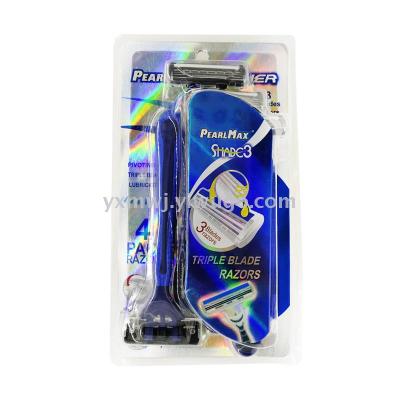 PEARL MAX manual razor blue mantis bin holder 3 stainless steel blade shaving blade 4 PCS
