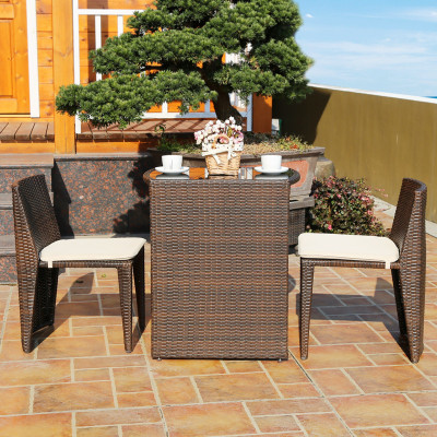 Balcony desk and chair combination is recreational cane chair small tea table 3 sets contracted desk and chair suit