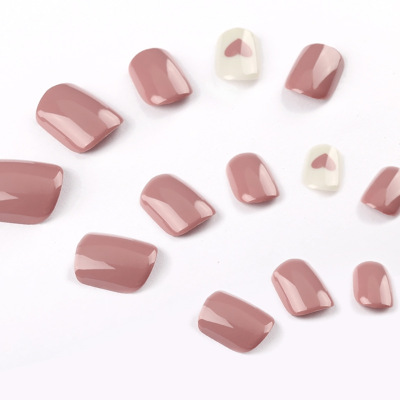 Imported ABS nail plate, bean paste heart short nail paste, fake nail plate, 24 pieces