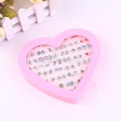 Plastic heart set wholesale boxed female rhinestone earrings