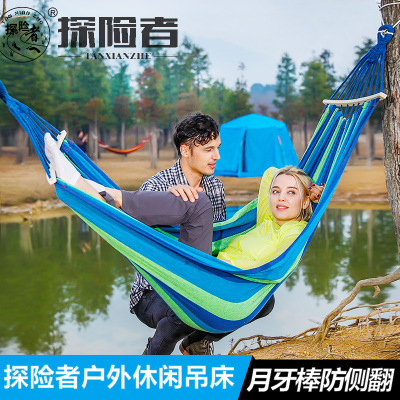 Outdoor Leisure Single Canvas Thickened Hammock with Rope Camping Swing Outdoor Canvas Hammock