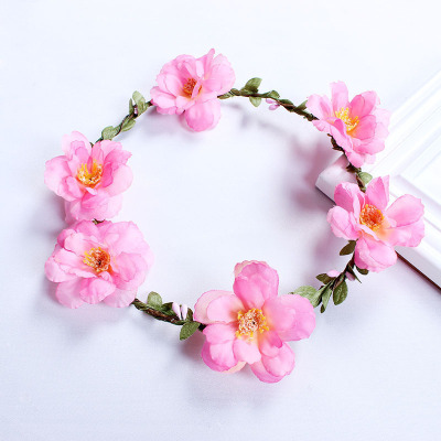 Factory direct marketing Europe and the United States sen is simple garland headband summer pink flower travel memorial performance flower girl