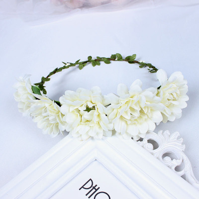 New Bohemian garland white chrysanthemum headband half ring bridal garland hair decoration fairy head flower woman