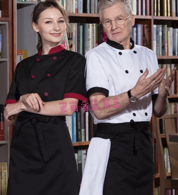 Summer hotel kitchen clothes cotton short sleeve large Chinese style chef uniform male
