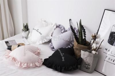 Ins the new simple Korean heart - shaped lotus leaf lace pillow pillow head express it in plush toys