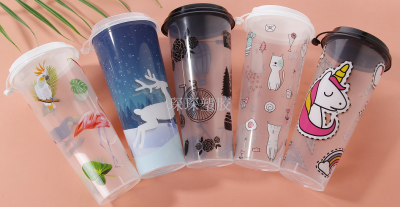 602 Milky Tea Cup Plastic Cup Juice Cup Disposable Cup Printing Cup
