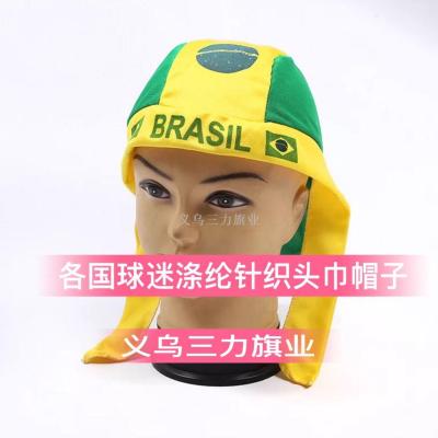 Brazil knitted national flag pattern caps printed with various patterns of hats, headscarves, hair caps and fan supplies