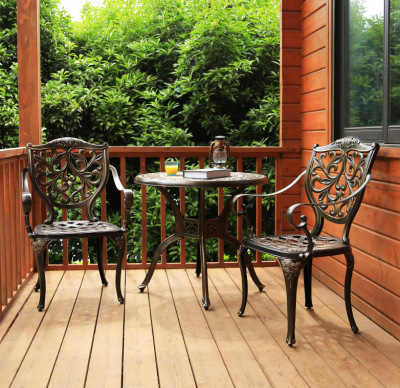 Wildman valley balcony table and chair courtyard lounge three-piece outdoor cast aluminum table and chair combination