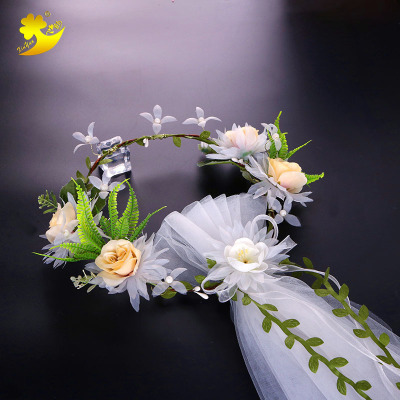 Korean bridal garland head yarn manufacturers direct tourism souvenir magazine photo white handmade rose cane