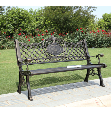 Park chair outdoor bench casual back chair outdoor patio balcony anticorrosive wooden strip chair cast aluminum bench