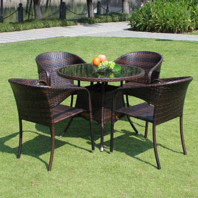 YRG Outdoor Furniture Table and Chair Rattan Chair Five-Piece Rattan Table and Chair Courtyard Leisure Combination Garden Balcony Table and Chair
