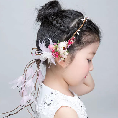 Korean children 's fringed garland headgear bride checking starry starry resin Holland flower wedding wreath activities