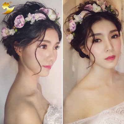 Bride garland headdress Bride flower vine Korean hair band wedding dress headdress forest women's beach hair ornament