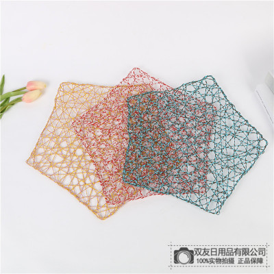 Hand-Woven Paper String Placemat Colorful Ropes Woven Kindergarten Paper Rattan Woven Works Display Frame Background Painting Decoration
