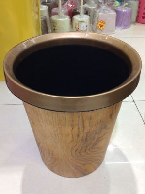 Wood Grain Trash Can.